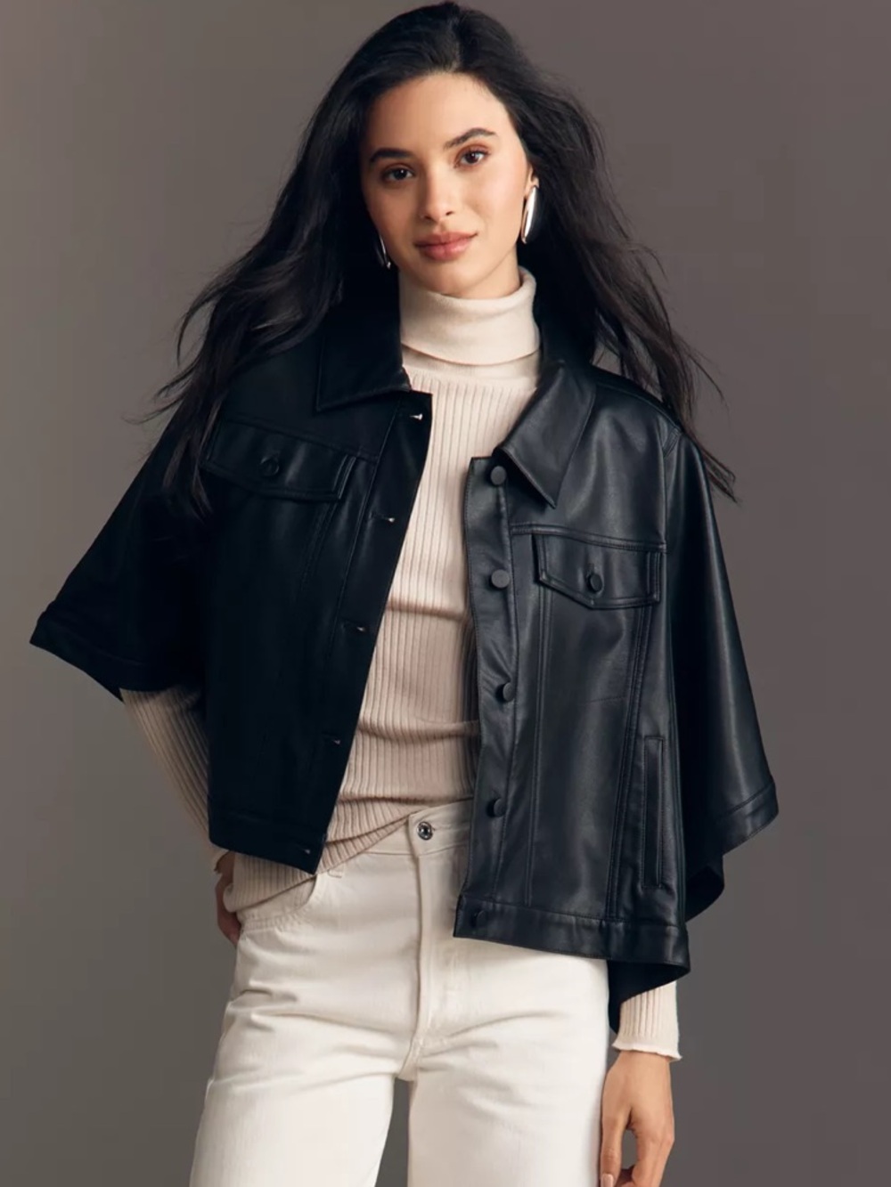 Anthropologie WESTON CAPE BOYFRIEND JACKET BY PILCRO: FAUX LEATHER NWT